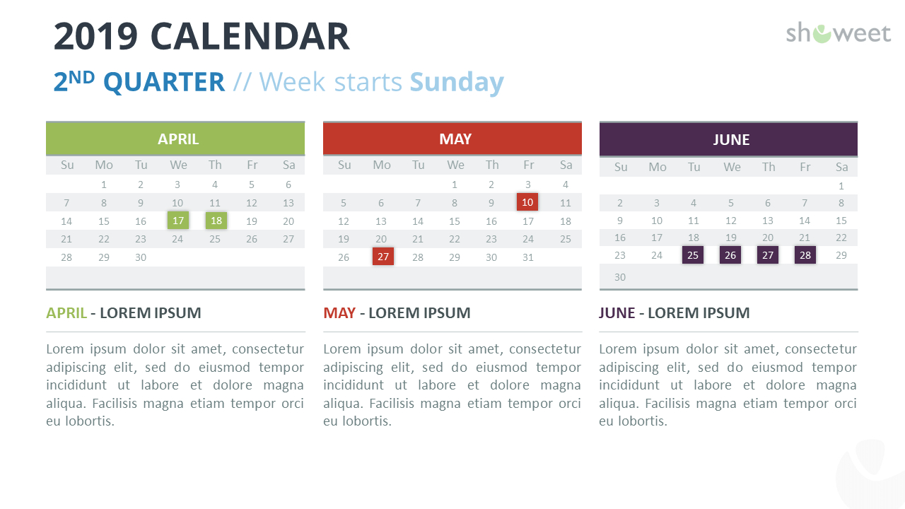 2019 Calendar Powerpoint Templates In Microsoft Powerpoint Calendar Template