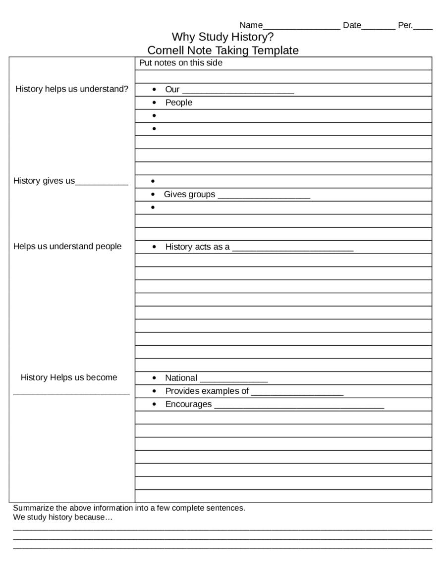 2019 Cornell Notes Template – Fillable, Printable Pdf Within Note Taking Template Word