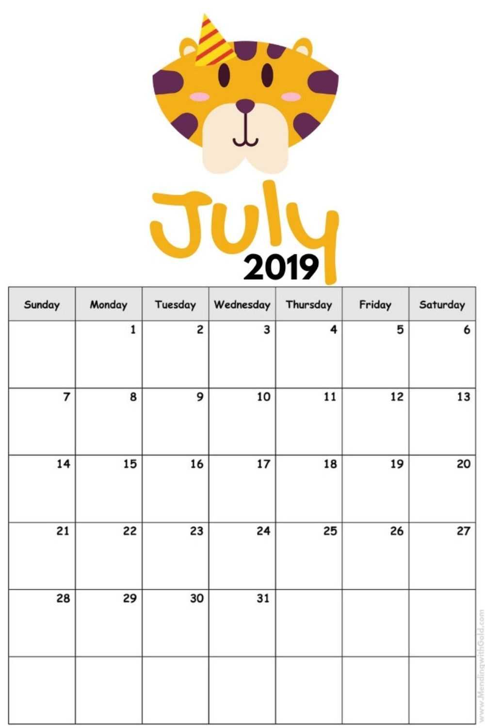 2019 Free Printable Calendar For Kids ('cause Children Love Regarding Blank Calendar Template For Kids