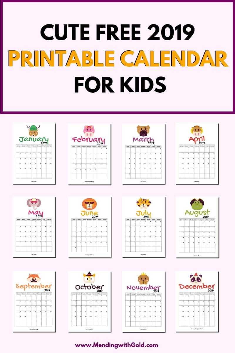 2019 Free Printable Calendar For Kids ('cause Children Love Within Blank Calendar Template For Kids