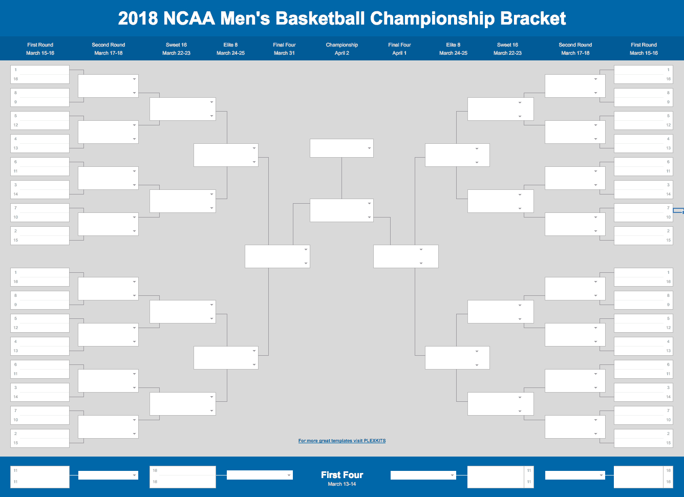 2019 March Madness Bracket (Excel And Google Sheets Template) Regarding Blank March Madness Bracket Template