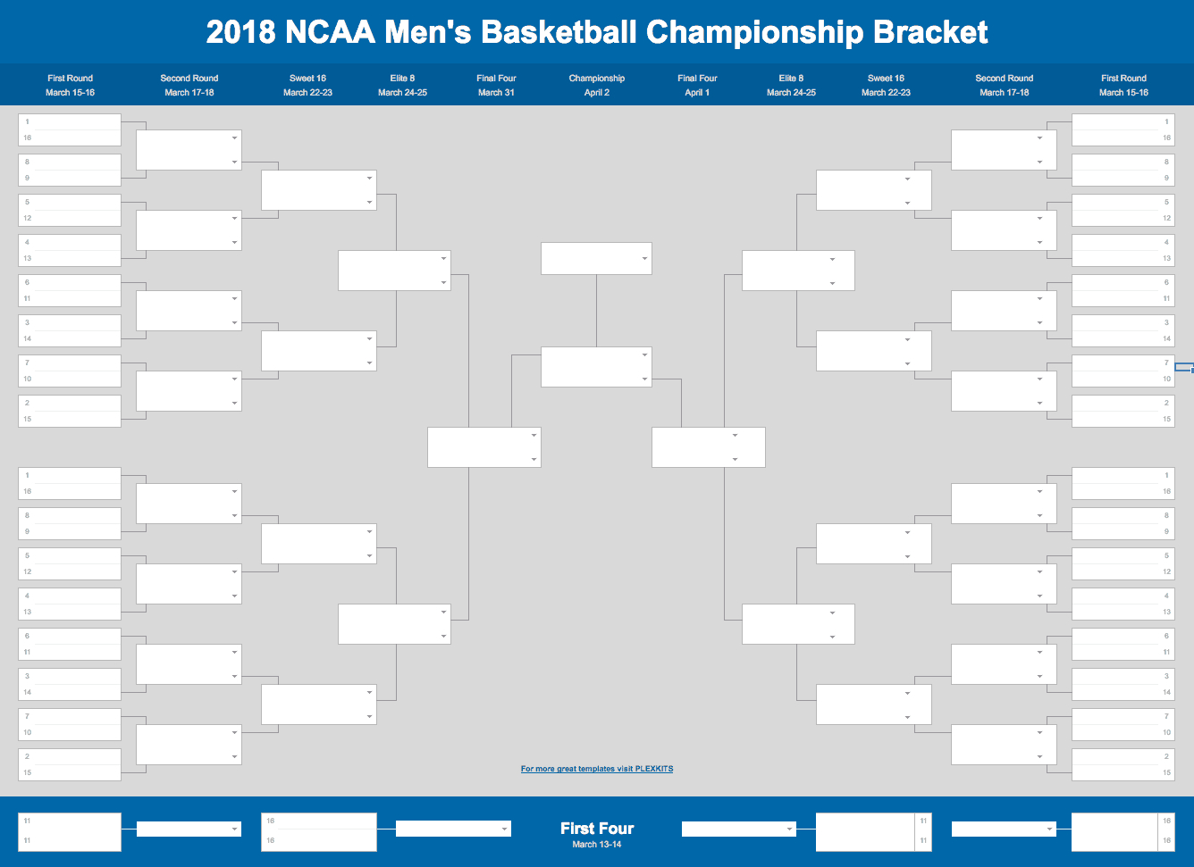 2019 March Madness Bracket (Excel And Google Sheets Template) Within Blank Ncaa Bracket Template