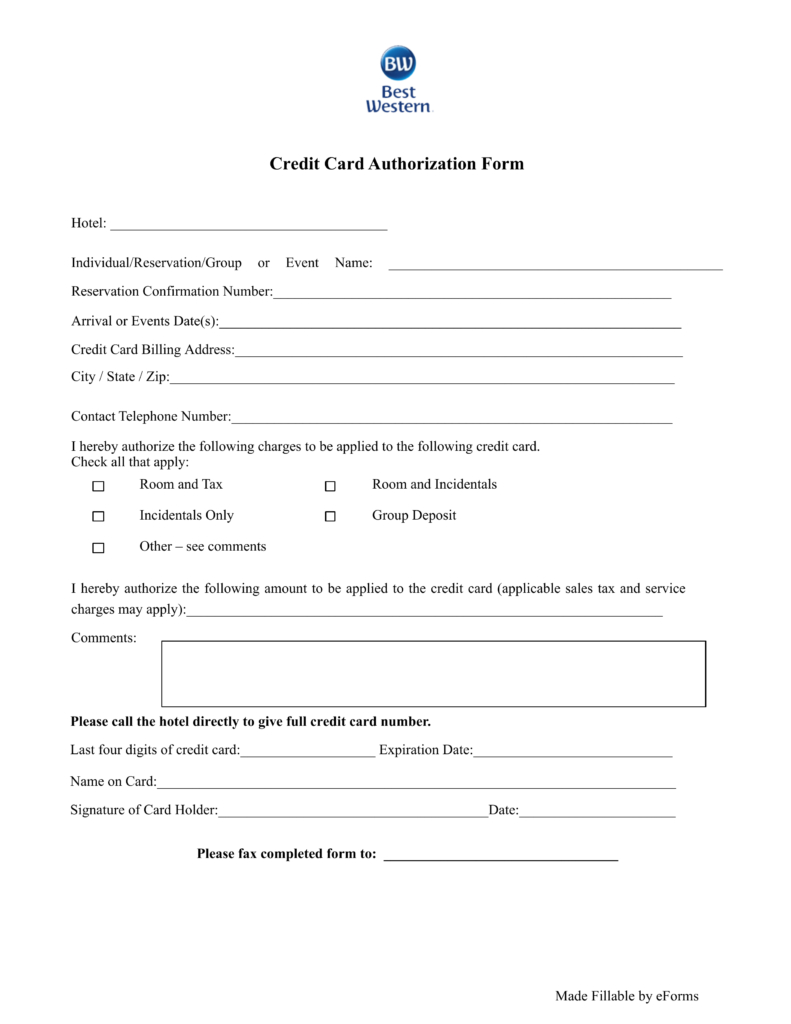 21+ Credit Card Authorization Form Template Pdf Fillable 2019!! Throughout Hotel Credit Card Authorization Form Template