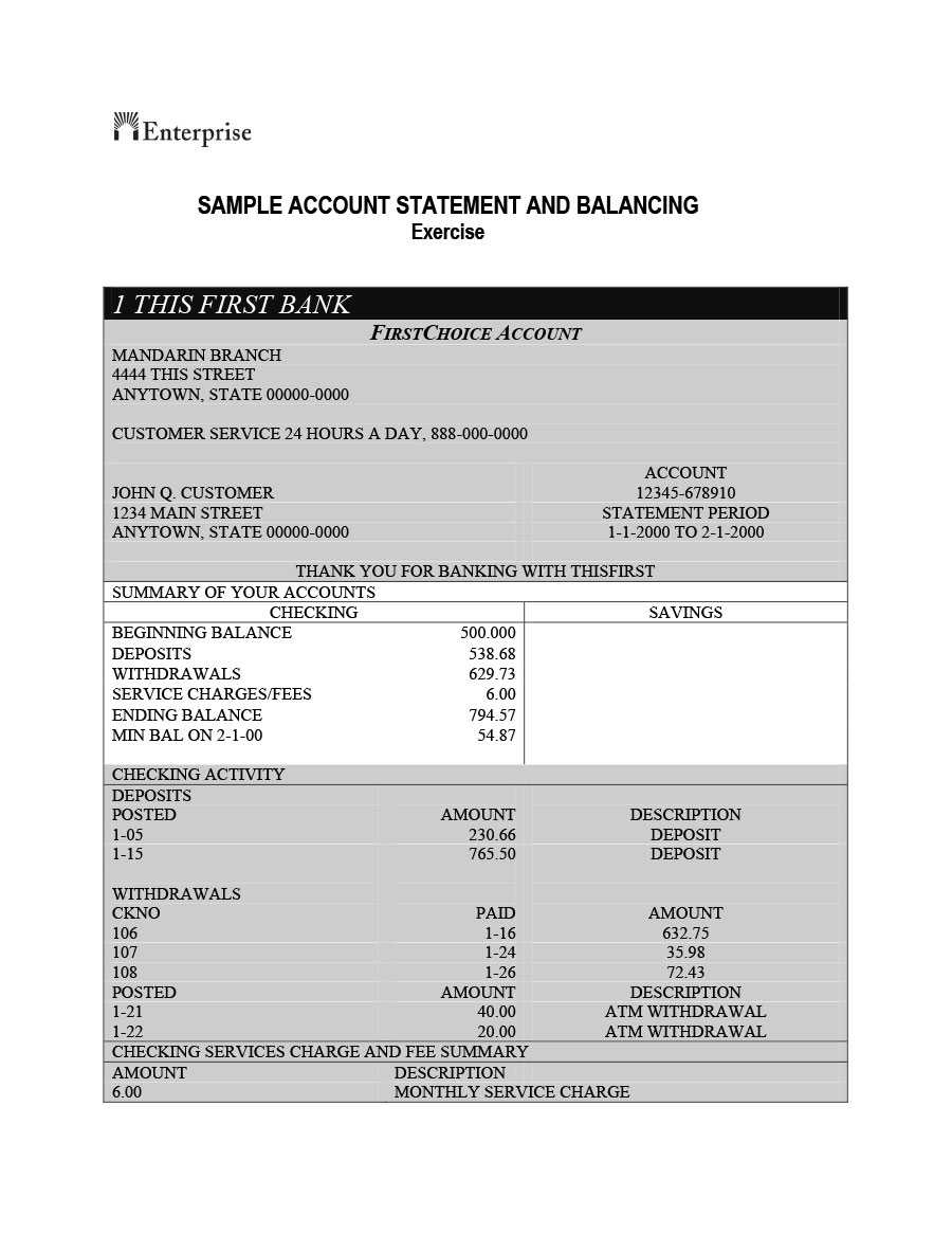 23 Editable Bank Statement Templates [Free] ᐅ Template Lab In Blank Bank Statement Template Download