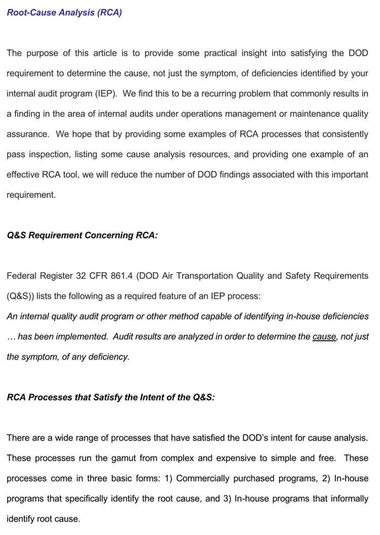 24+ Root Cause Analysis Templates (Word, Excel, Powerpoint Regarding Failure Analysis Report Template