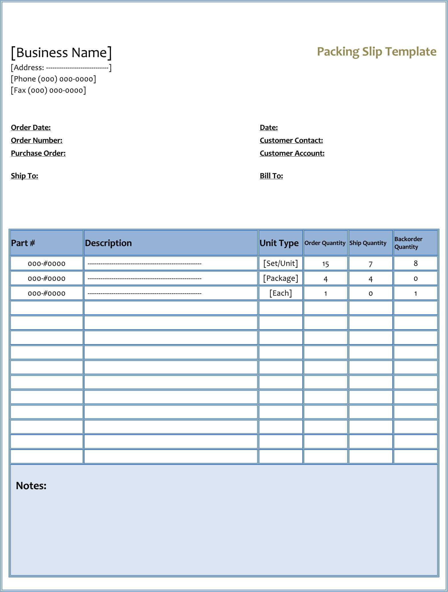25+ Free Shipping & Packing Slip Templates (For Word & Excel) Inside Blank Packing List Template