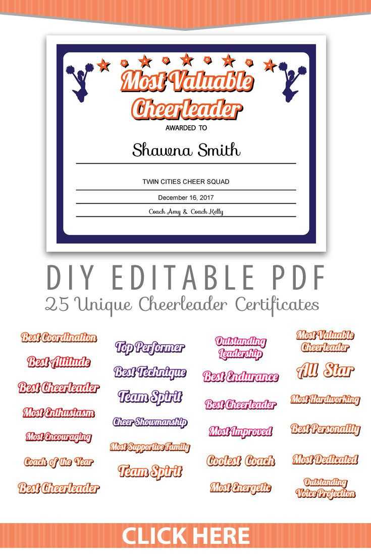 25 Unique Cheerleader Certificates Editable Pdf Sports Team Intended For Leadership Award Certificate Template