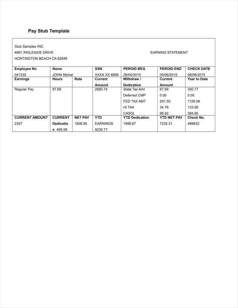 27+ Free Pay Stub Templates – Pdf, Doc, Xls Format Download Inside Free Pay Stub Template Word