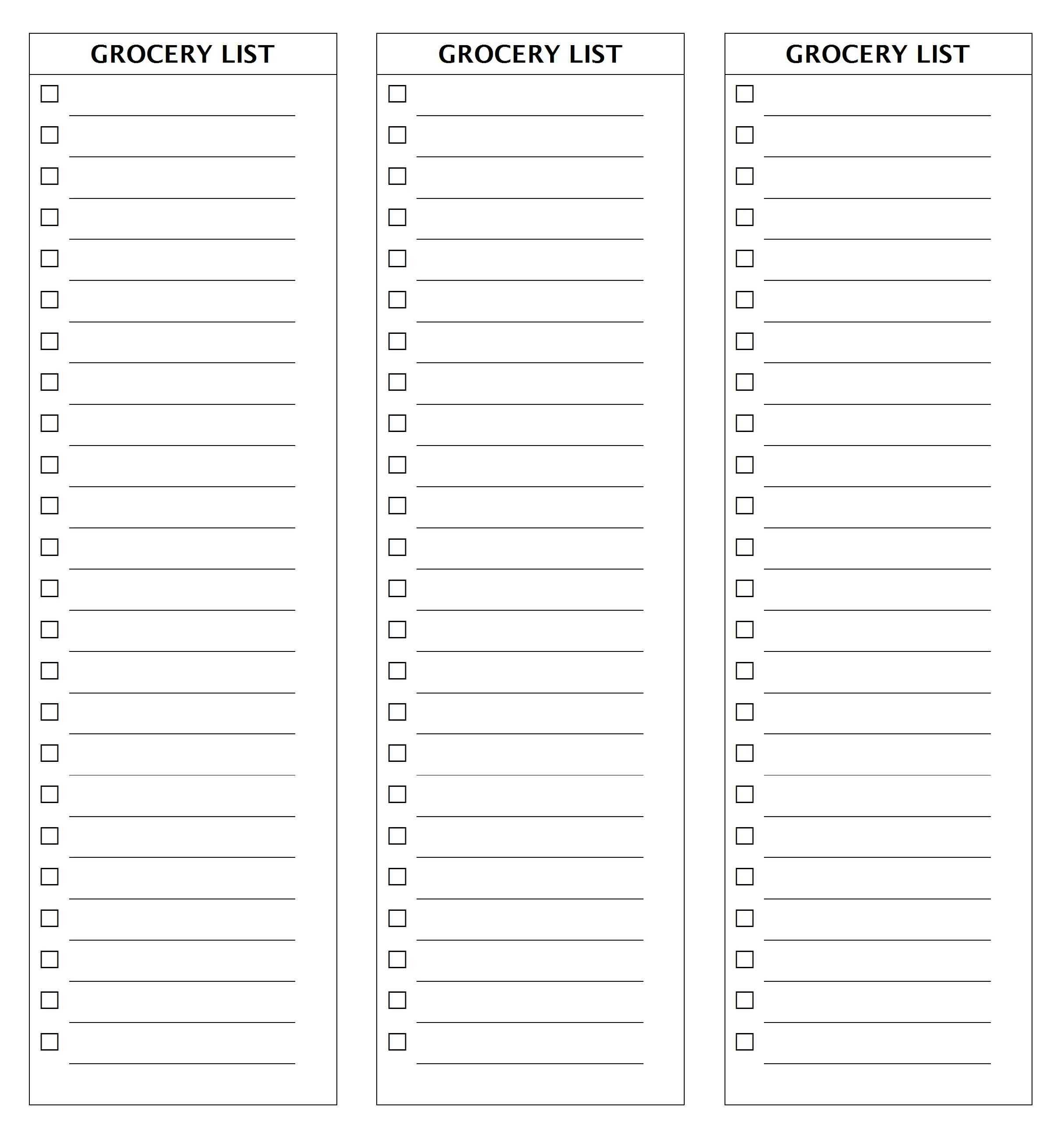 28 Free Printable Grocery List Templates | Kittybabylove Within Blank Grocery Shopping List Template