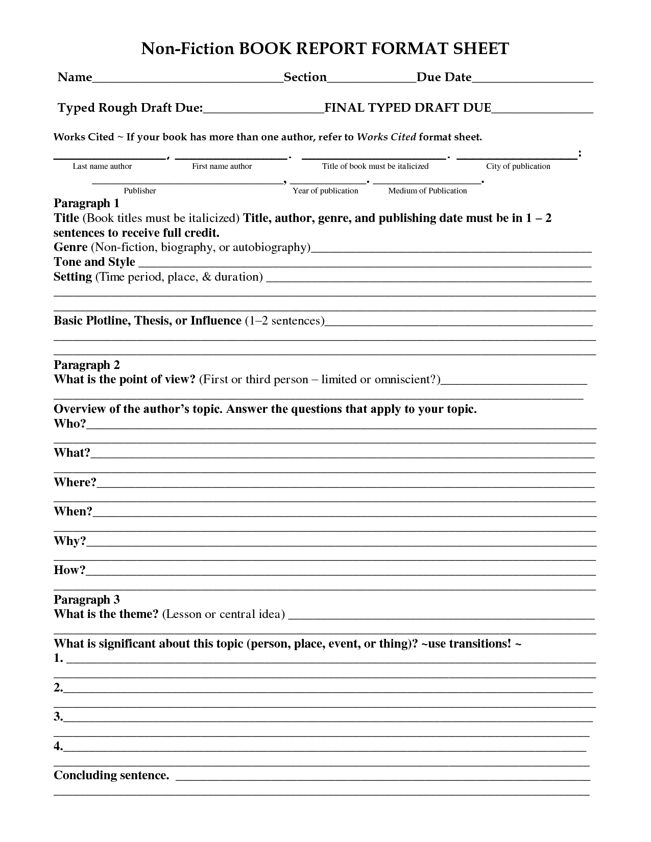 28 Images Of 5Th Grade Non Fiction Book Report Template Inside Nonfiction Book Report Template