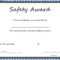 28 Images Of Shrink And Safety Award Template Free | Migapps With Regard To Safety Recognition Certificate Template