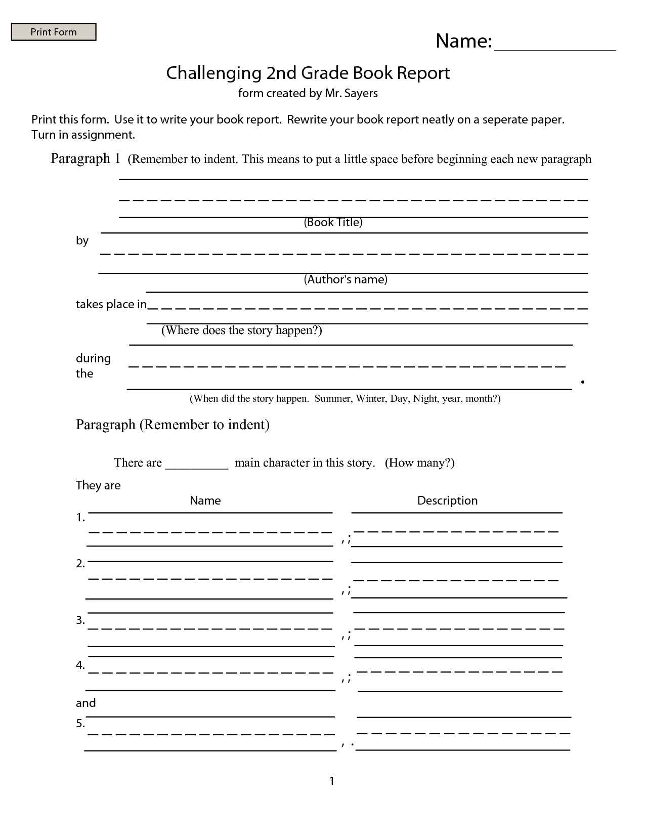 2Nd Grade Book Report – Google Search | Abc123 Throughout Second Grade Book Report Template