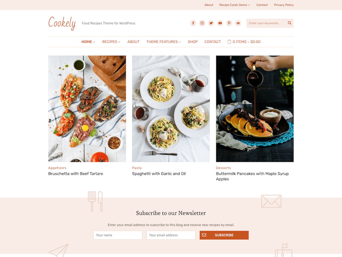 30+ Best Food WordPress Themes For Sharing Recipes 2019 For Blank Food Web Template