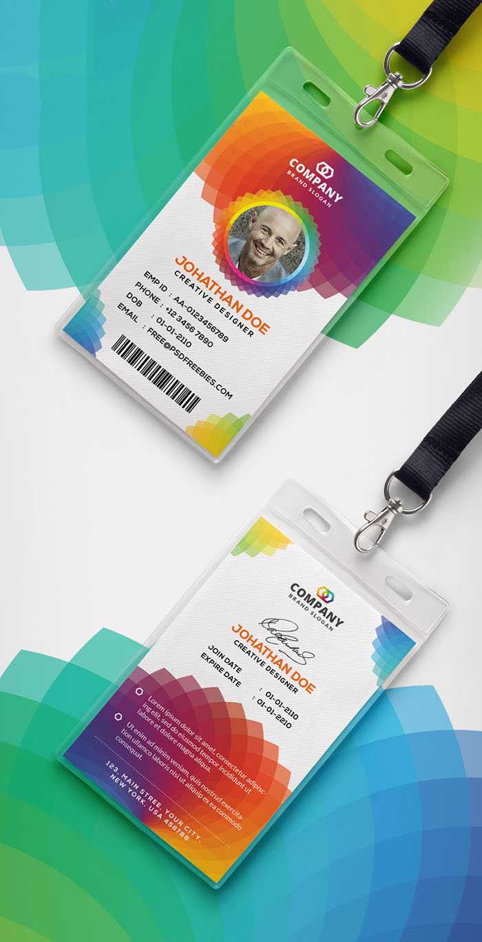 30+ Best Id Card And Lanyard Templates 2019 (Psd, Vector With Regard To Portrait Id Card Template