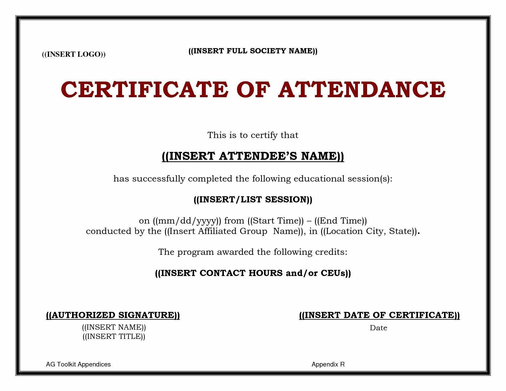 30 Ceu Certificate Of Attendance Template | Pryncepality Intended For Conference Participation Certificate Template