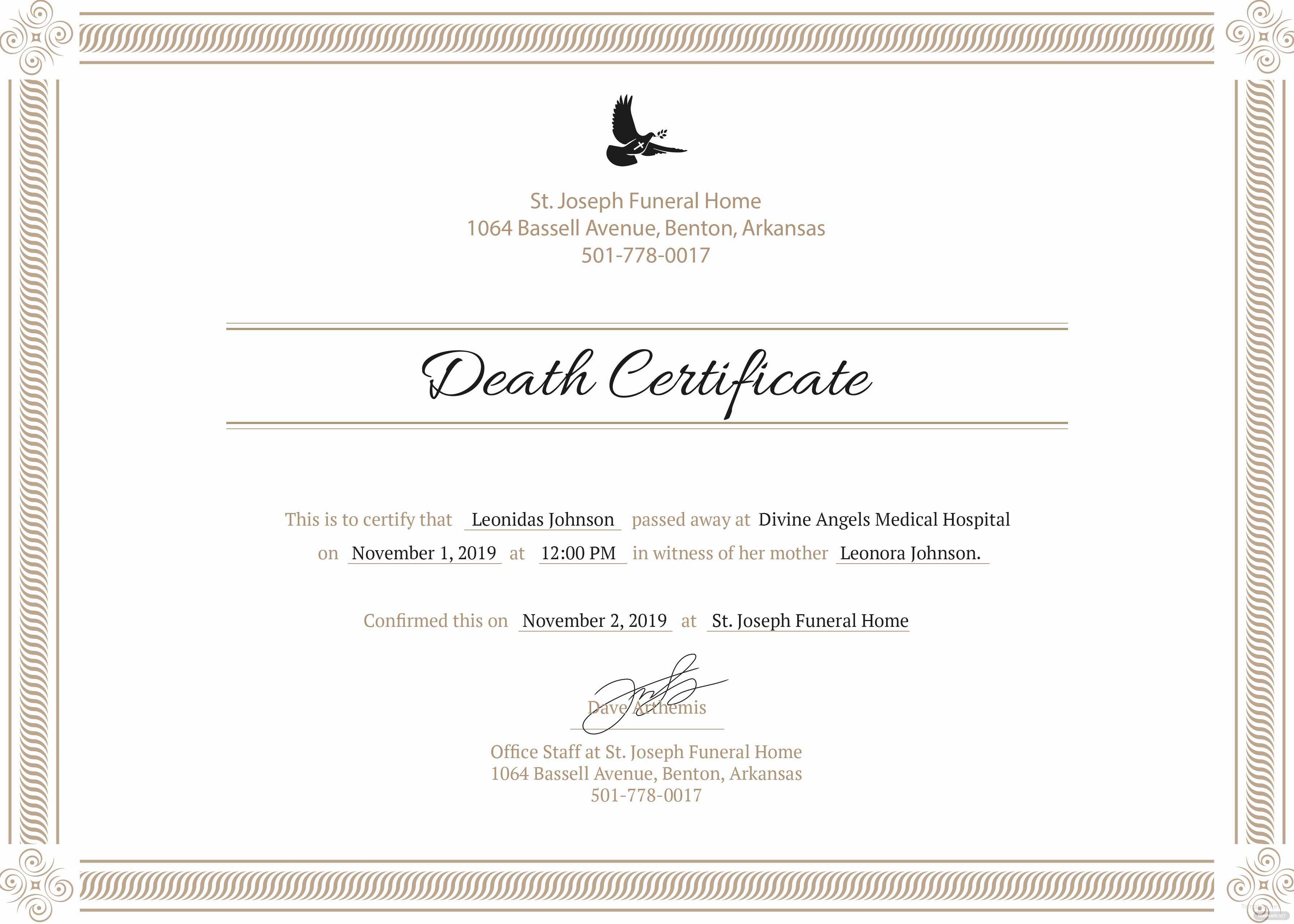30 Death Certificate Template Microsoft Word | Pryncepality Regarding Baby Death Certificate Template