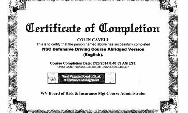 30 Defensive Driving Certificate Template | Pryncepality throughout Safe Driving Certificate Template