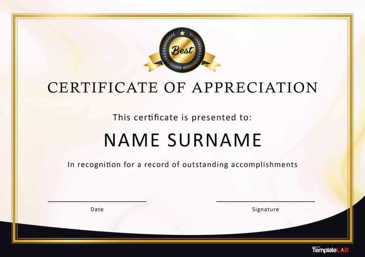 30 Free Certificate Of Appreciation Templates And Letters In Certificate Of Appreciation Template Free Printable