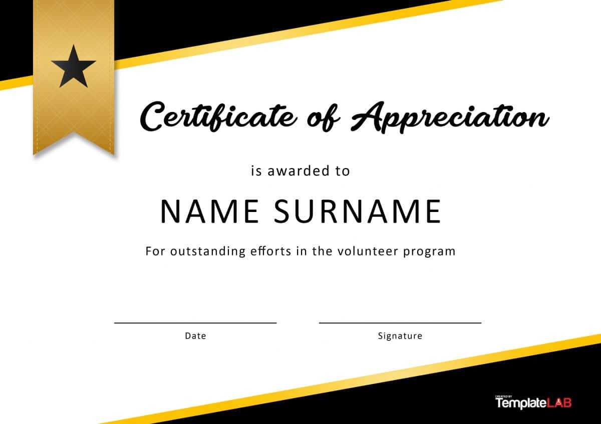 30 Free Certificate Of Appreciation Templates And Letters Intended For Volunteer Of The Year Certificate Template