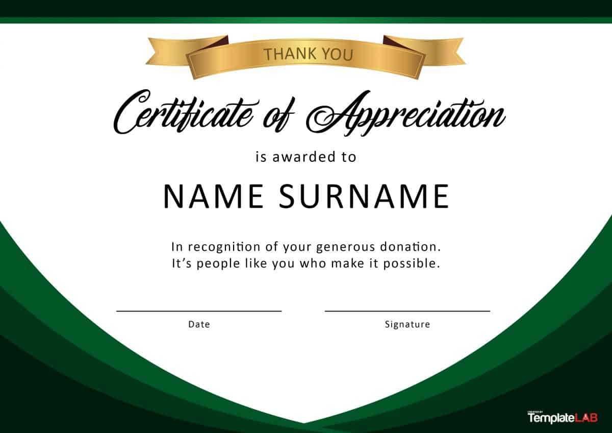 30 Free Certificate Of Appreciation Templates And Letters Pertaining To Thanks Certificate Template