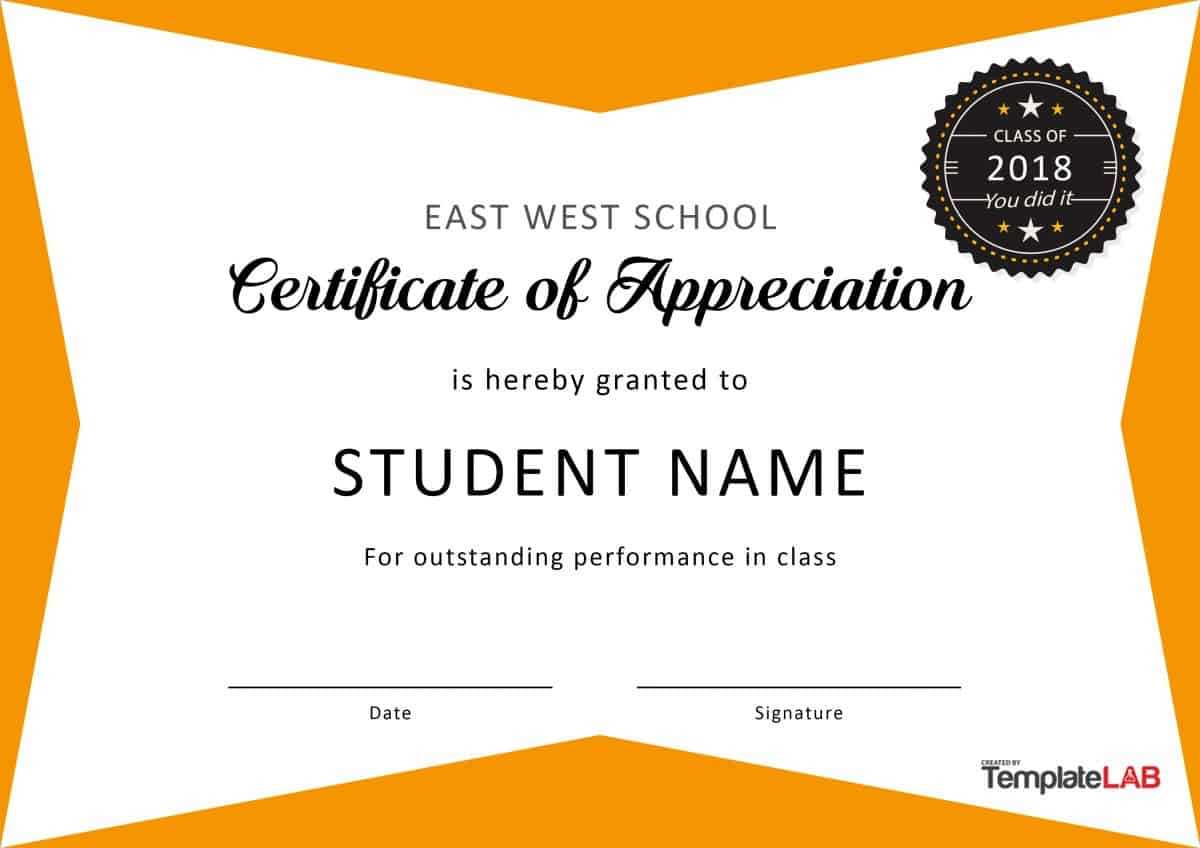 30 Free Certificate Of Appreciation Templates And Letters Regarding Free Printable Student Of The Month Certificate Templates
