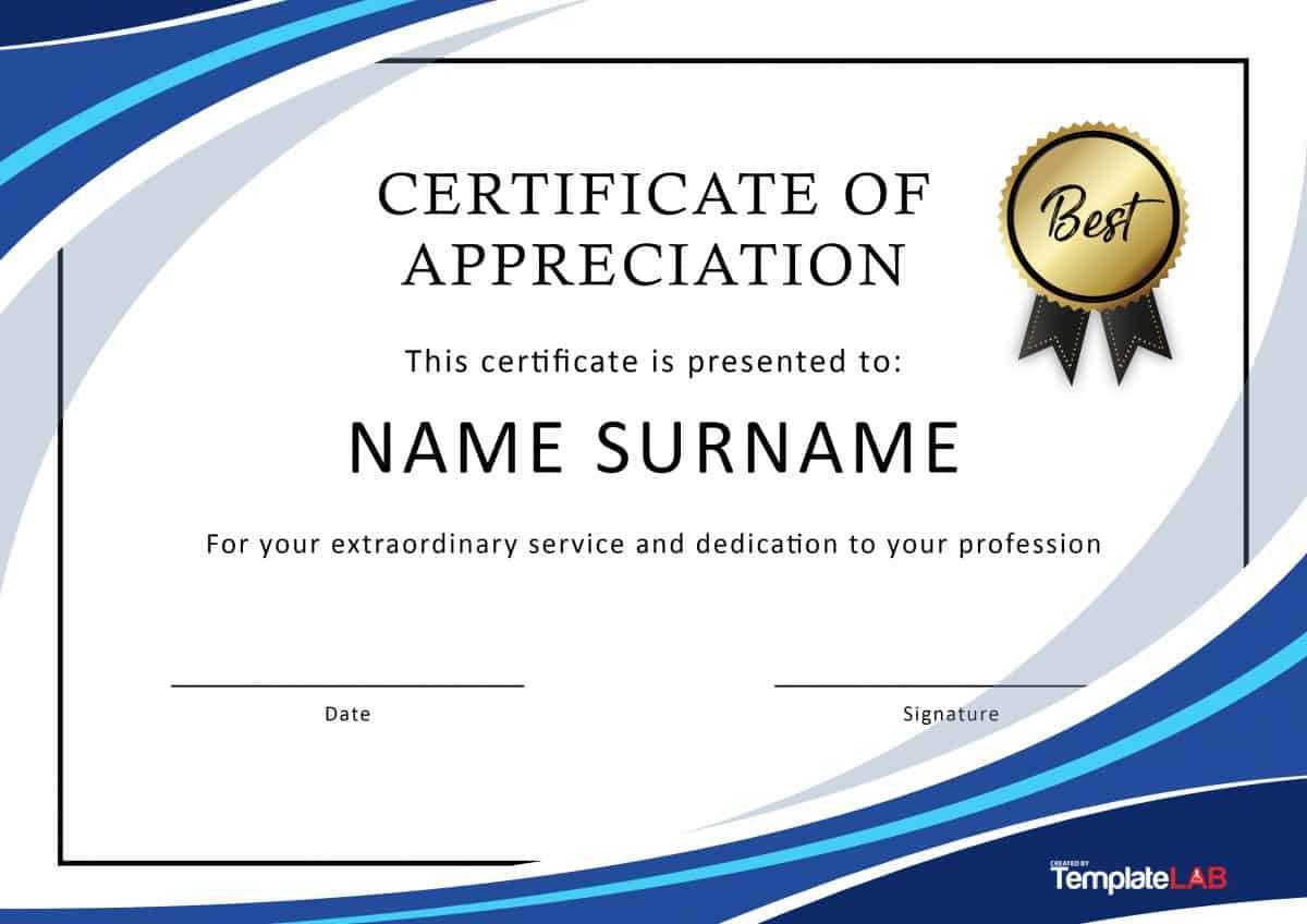 30 Free Certificate Of Appreciation Templates And Letters Regarding Free Template For Certificate Of Recognition