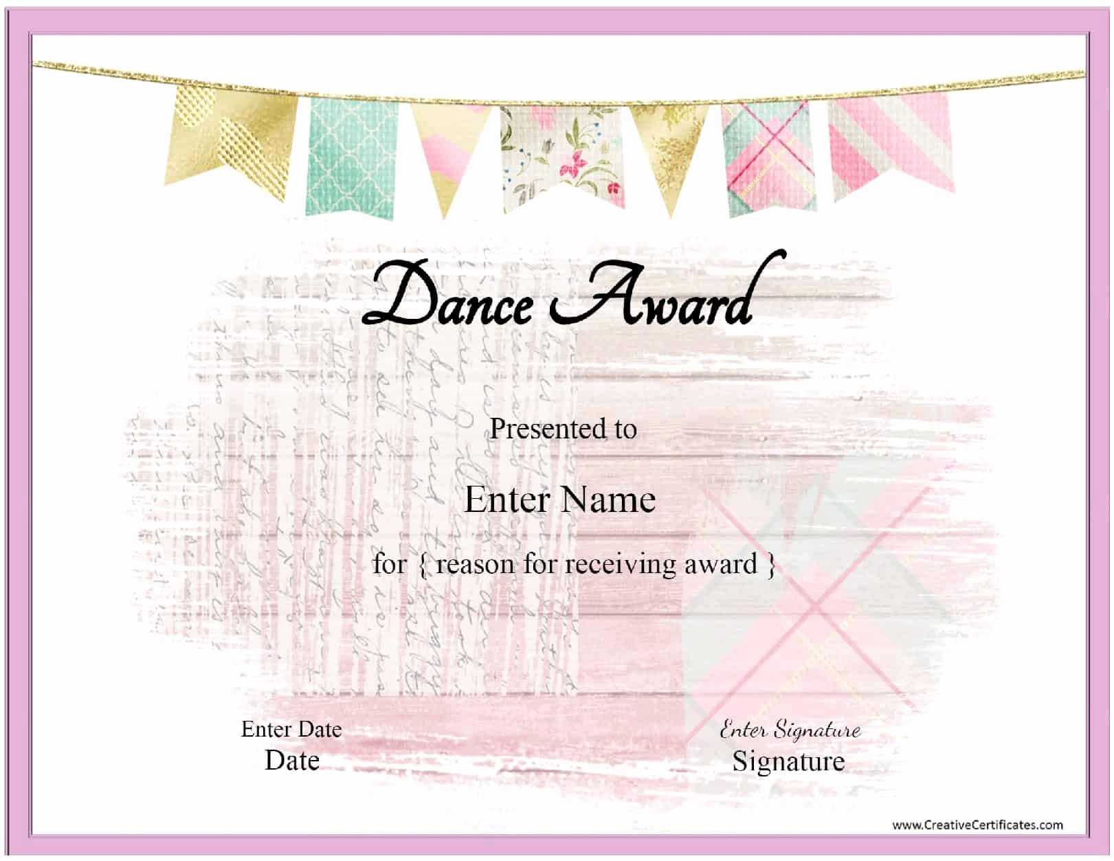 30 Free Printable Dance Certificates | Pryncepality Within Dance Certificate Template