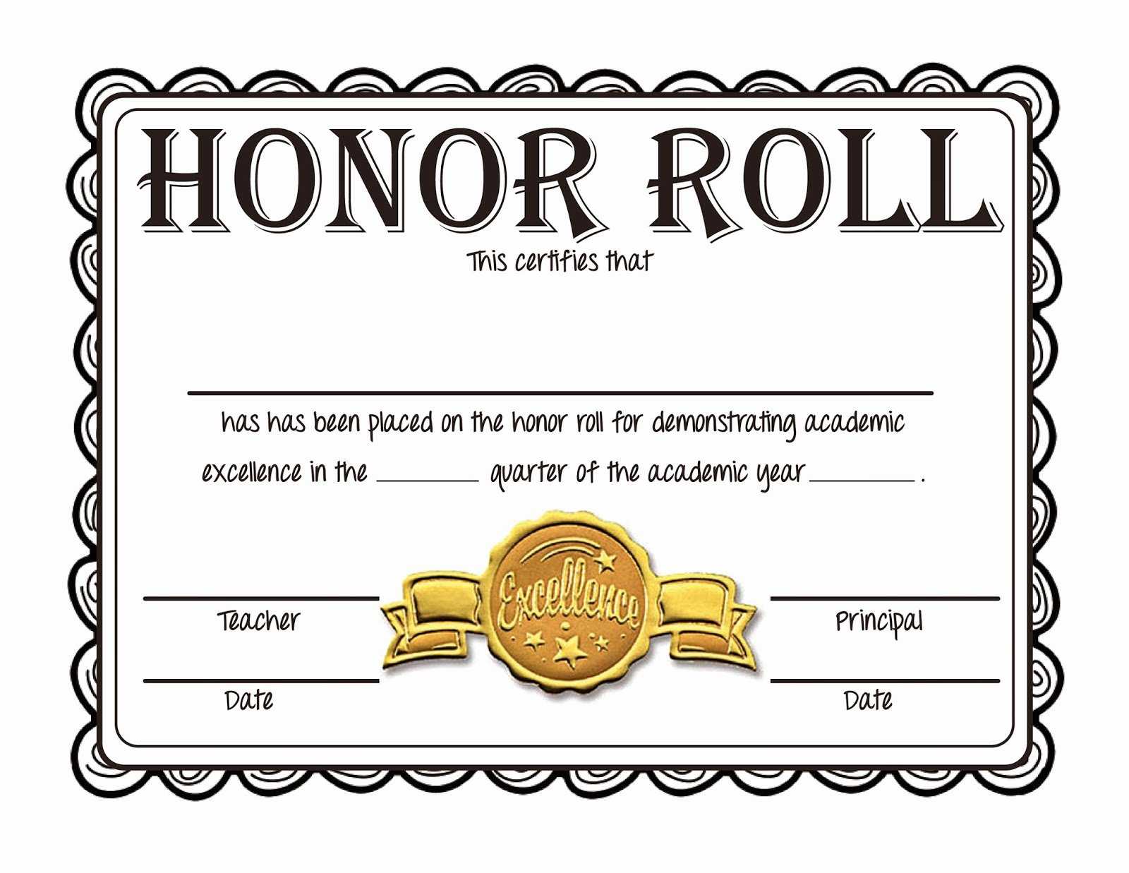 30 Honor Roll Certificate Template | Pryncepality For Honor Roll Certificate Template