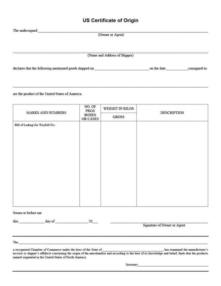 30 Printable Certificate Of Origin Templates (100% Free) ᐅ intended for ...