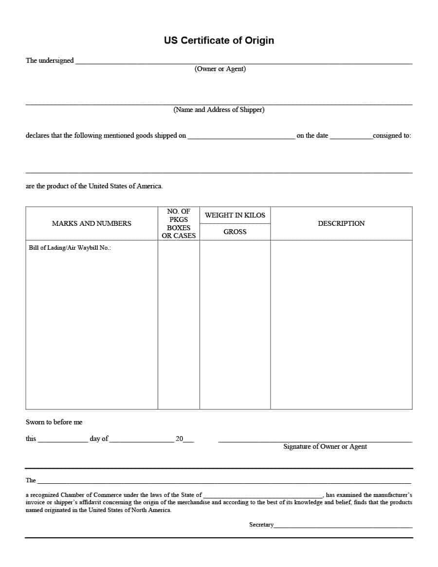 30 Printable Certificate Of Origin Templates (100% Free) ᐅ Regarding Certificate Of Origin Form Template