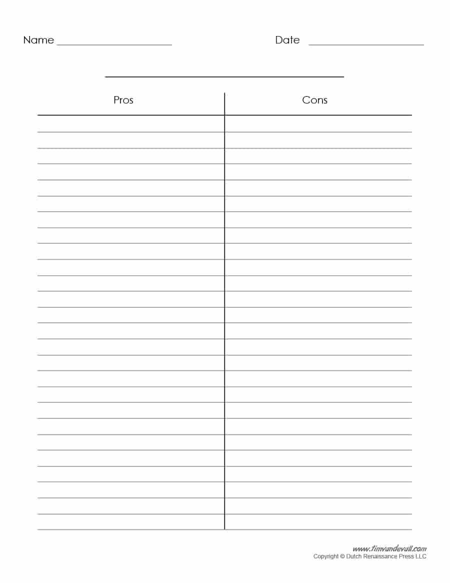 30 Printable T Chart Templates & Examples – Template Archive Throughout Blank Table Of Contents Template Pdf