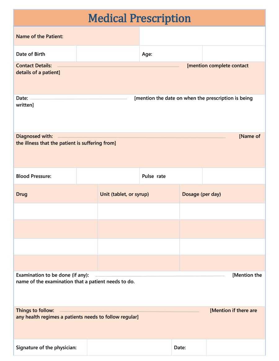 32 Real & Fake Prescription Templates – Printable Templates For Blank Prescription Form Template