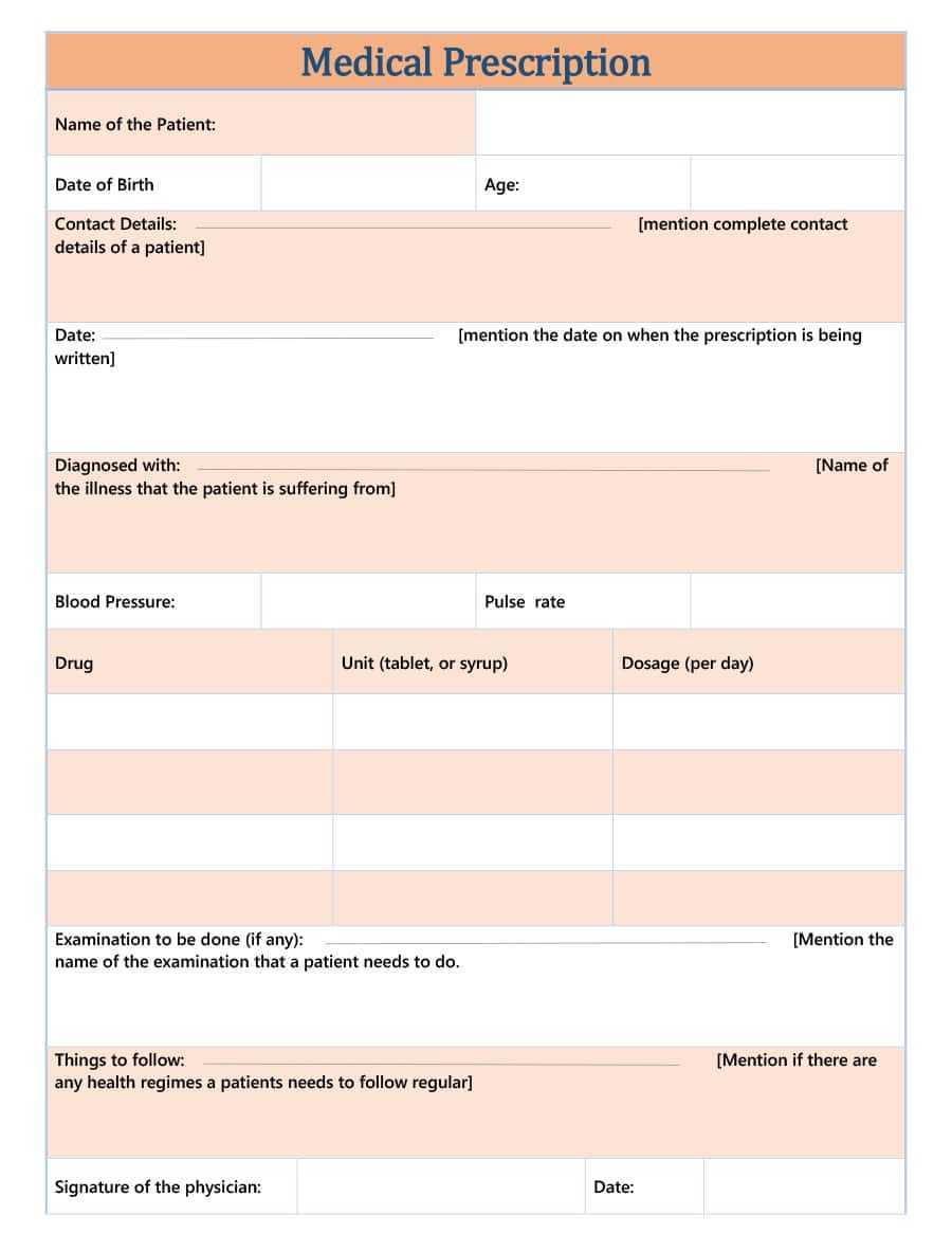 32 Real & Fake Prescription Templates – Printable Templates In Blank Prescription Pad Template