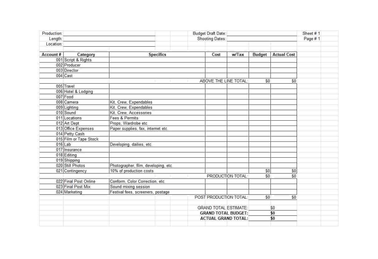 33 Free Film Budget Templates (Excel, Word) ᐅ Template Lab In Film Call Sheet Template Word