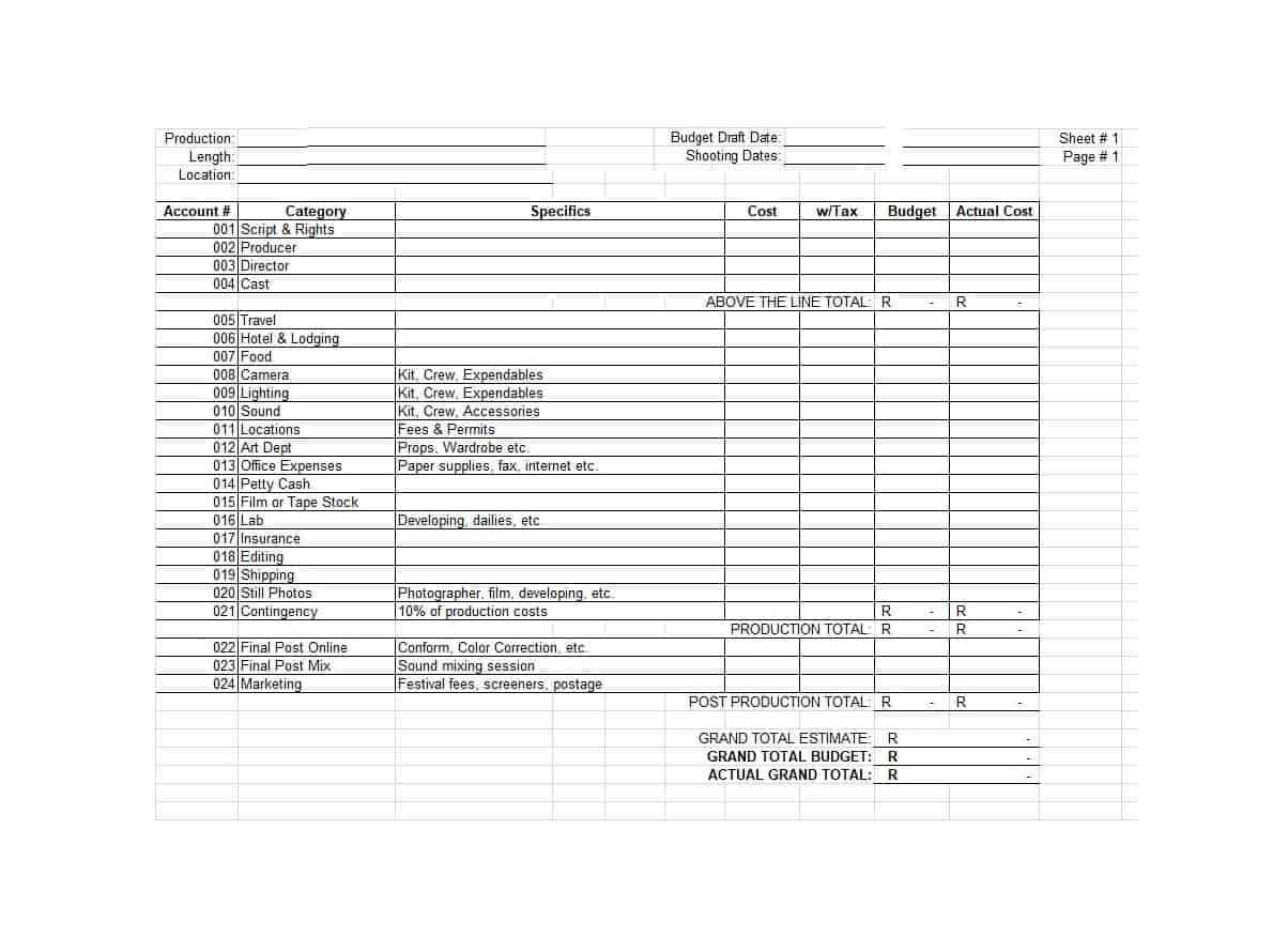 33 Free Film Budget Templates (Excel, Word) ᐅ Template Lab Regarding Shooting Script Template Word