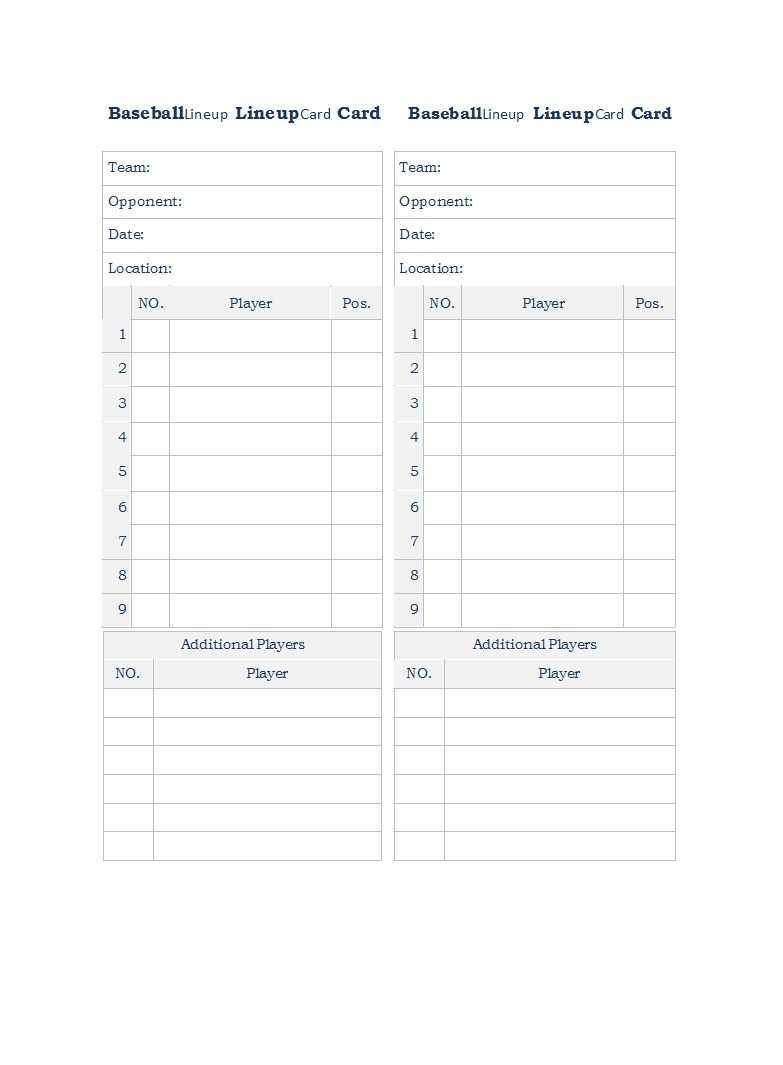 33 Printable Baseball Lineup Templates [Free Download] ᐅ For Baseball Lineup Card Template