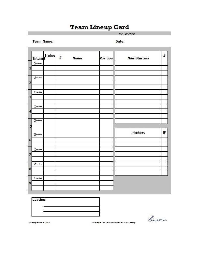 33 Printable Baseball Lineup Templates [Free Download] ᐅ Intended For Baseball Lineup Card Template