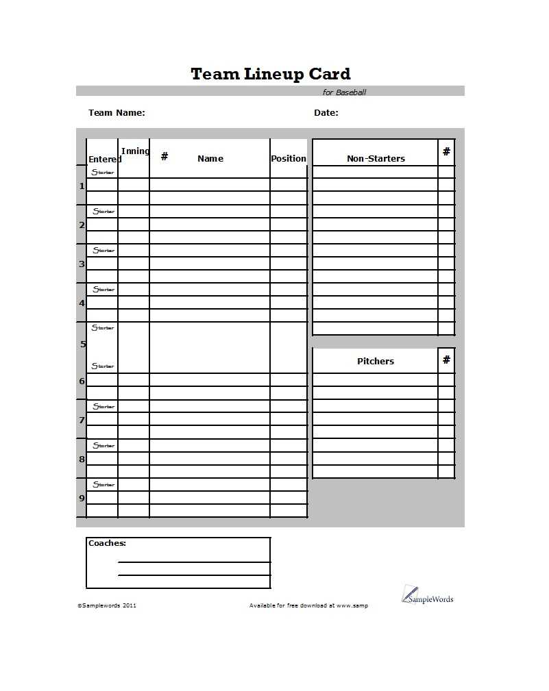 33 Printable Baseball Lineup Templates [Free Download] ᐅ With Regard To Free Baseball Lineup Card Template