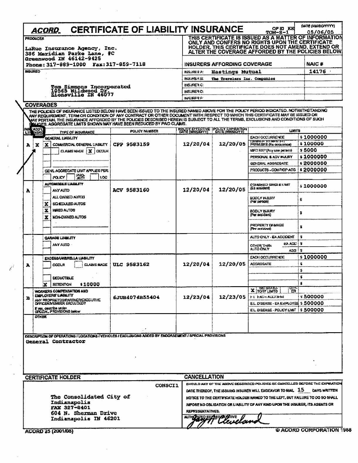 33 Simple Acord Certificate Of Liability – Mallerstang With Regard To Acord Insurance Certificate Template