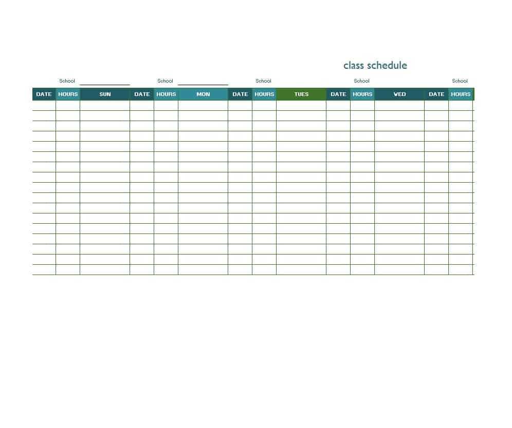 36 College Class Schedule Templates [Weekly/daily/monthly] With Blank Scheme Of Work Template