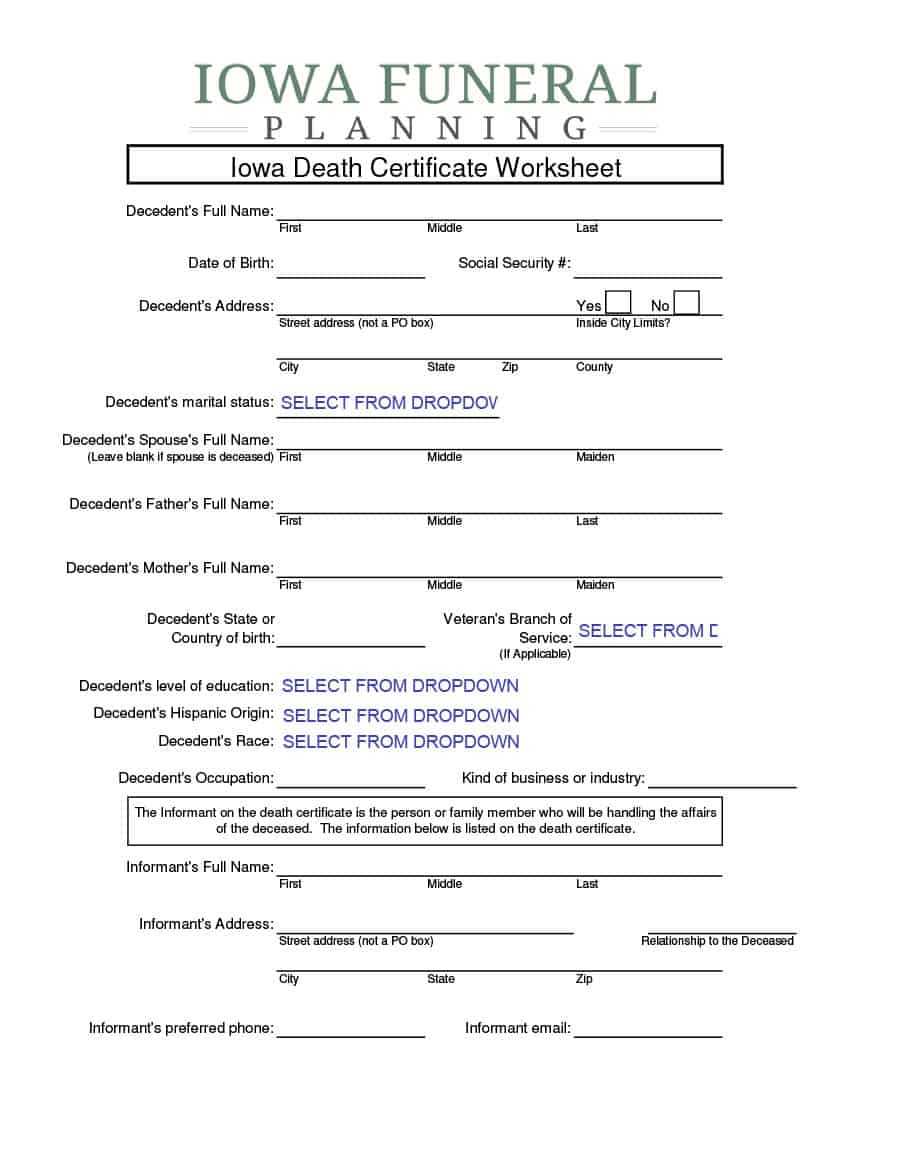 37 Blank Death Certificate Templates [100% Free] ᐅ Template Lab In Fake Death Certificate Template