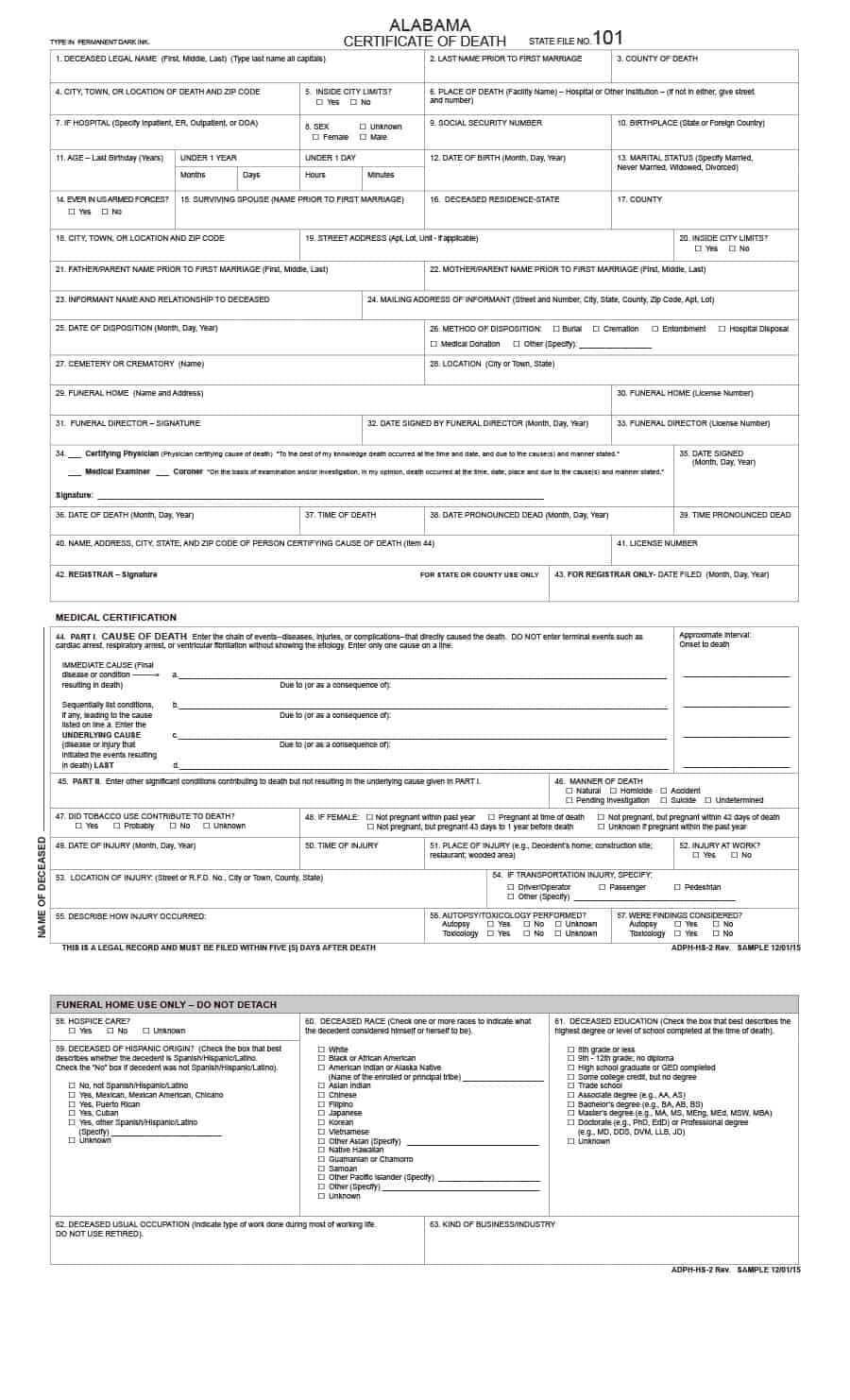 37 Blank Death Certificate Templates [100% Free] ᐅ Template Lab Intended For Fake Death Certificate Template