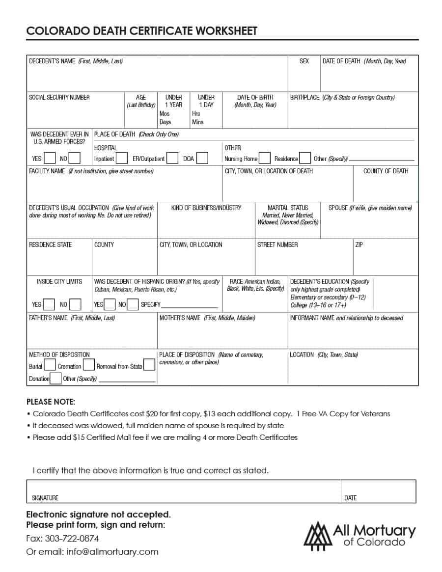 37 Blank Death Certificate Templates [100% Free] ᐅ Template Lab Pertaining To Fake Death Certificate Template