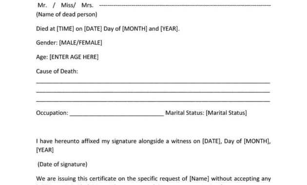 37 Blank Death Certificate Templates [100% Free] ᐅ Template Lab pertaining to Fake Death Certificate Template