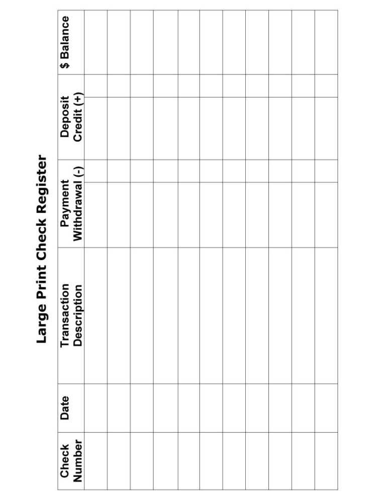 free printable check register checkbook size