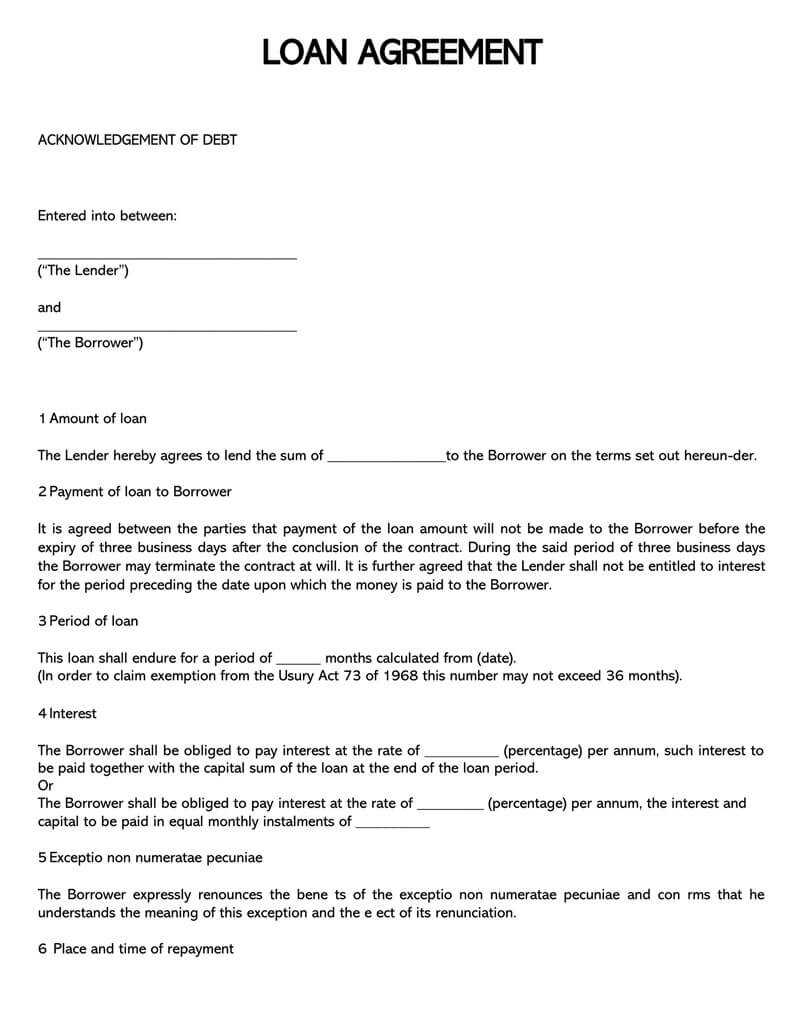 38 Free Loan Agreement Templates & Forms (Word, Pdf) Intended For Blank Loan Agreement Template