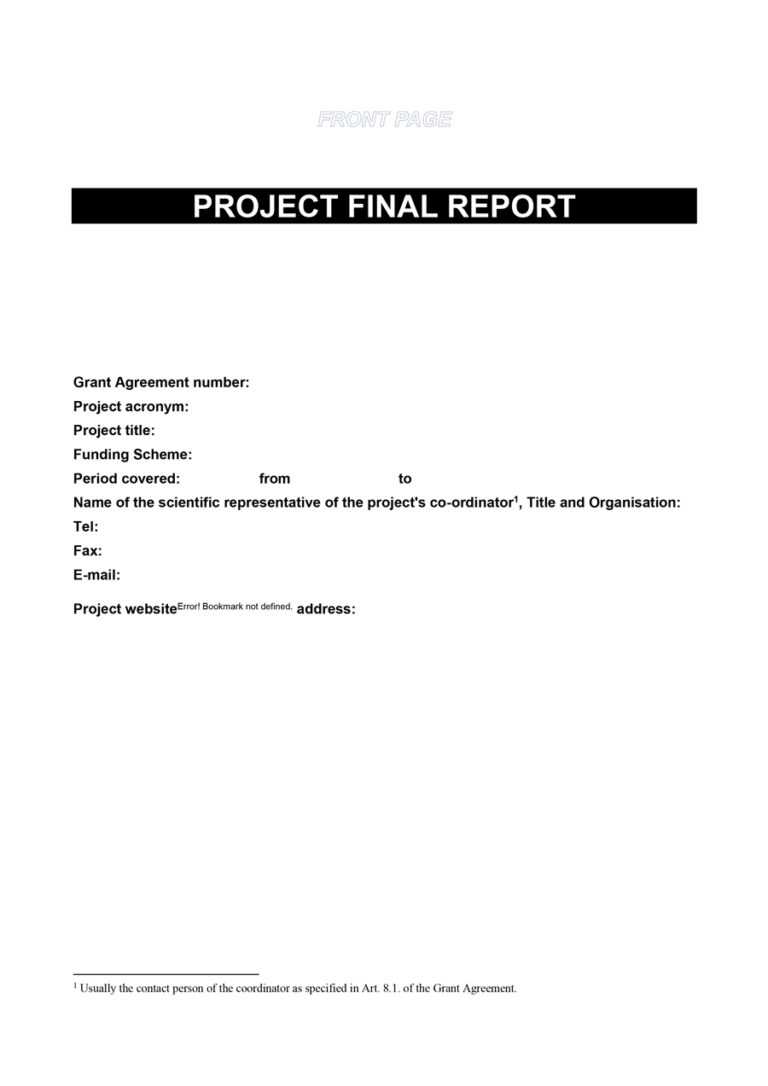 report front page in word