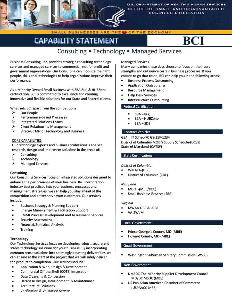 39 Effective Capability Statement Templates (+ Examples) ᐅ Pertaining To Capability Statement Template Word