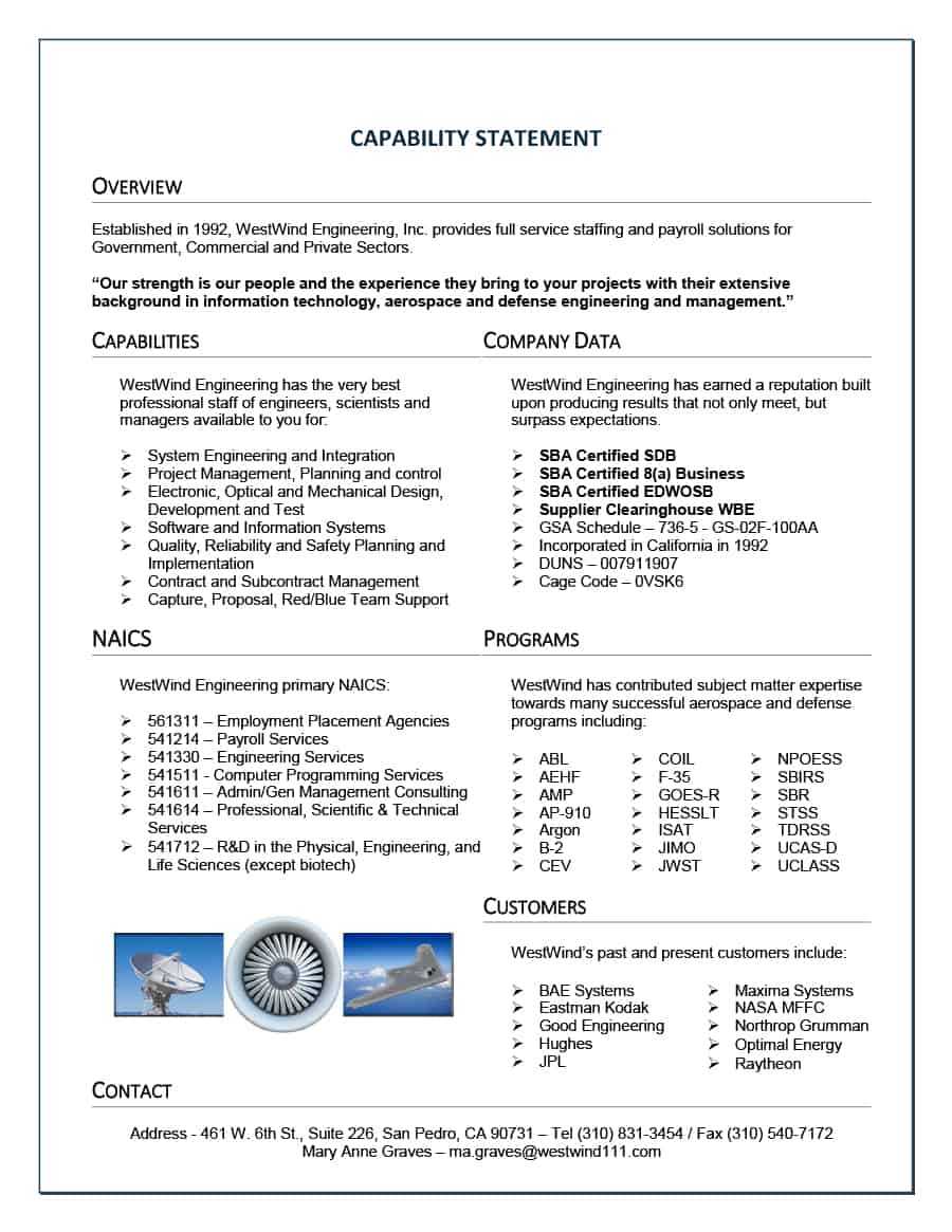 39 Effective Capability Statement Templates (+ Examples) ᐅ Within Capability Statement Template Word