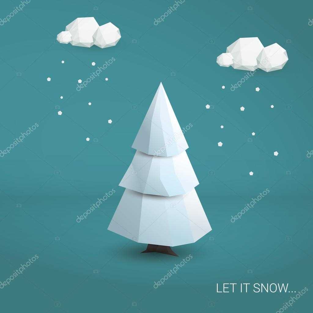 3D Low Poly Christmas Tree Card Template. Traditional Throughout 3D Christmas Tree Card Template